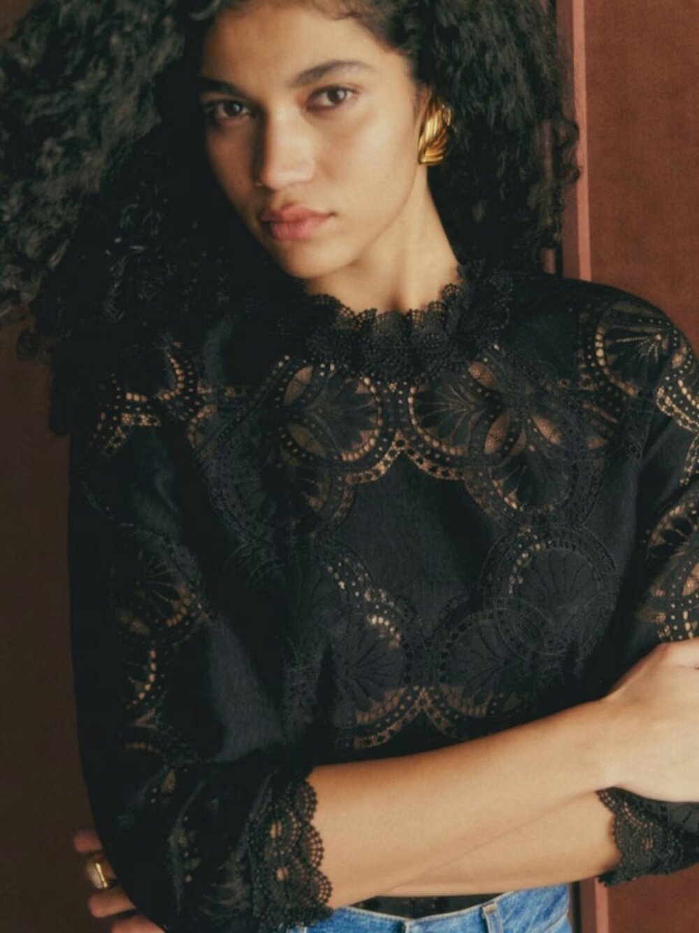 Sezane Bianca Blouse Black - Size 6/M